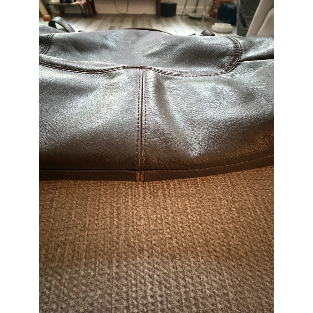 Coach Dark Brown Pebbled Leather Buckle Shoulder Bag Brass Hardware 2013 Line - Picture 5 of 10